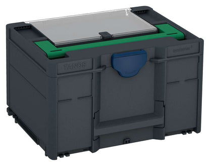 Systainer³ Lid Compartment M 237, Anthracite with Signal Green lid handle and Sapphire Blue catches