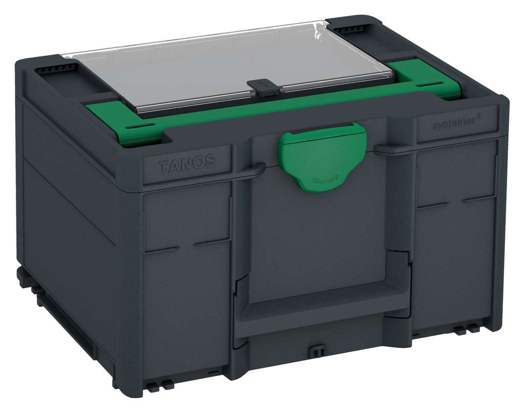 Systainer³ Lid Compartment M 237, Anthracite with Signal Green lid handle and Signal Green catches