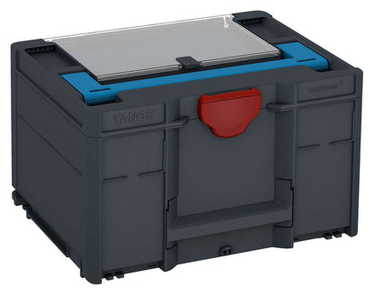 Systainer³ Lid Compartment M 237, Anthracite with Sky Blue lid handle and Carmine Red catches