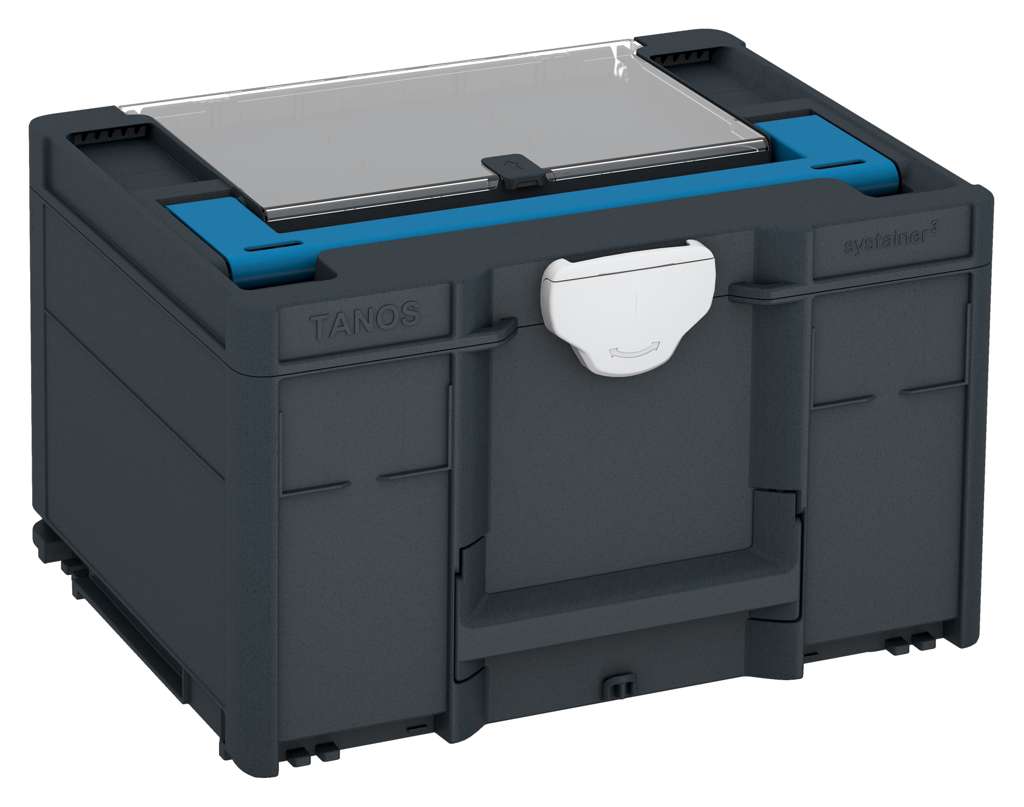 Systainer³ Lid Compartment M 237, Anthracite with Sky Blue lid handle and Light Grey catches