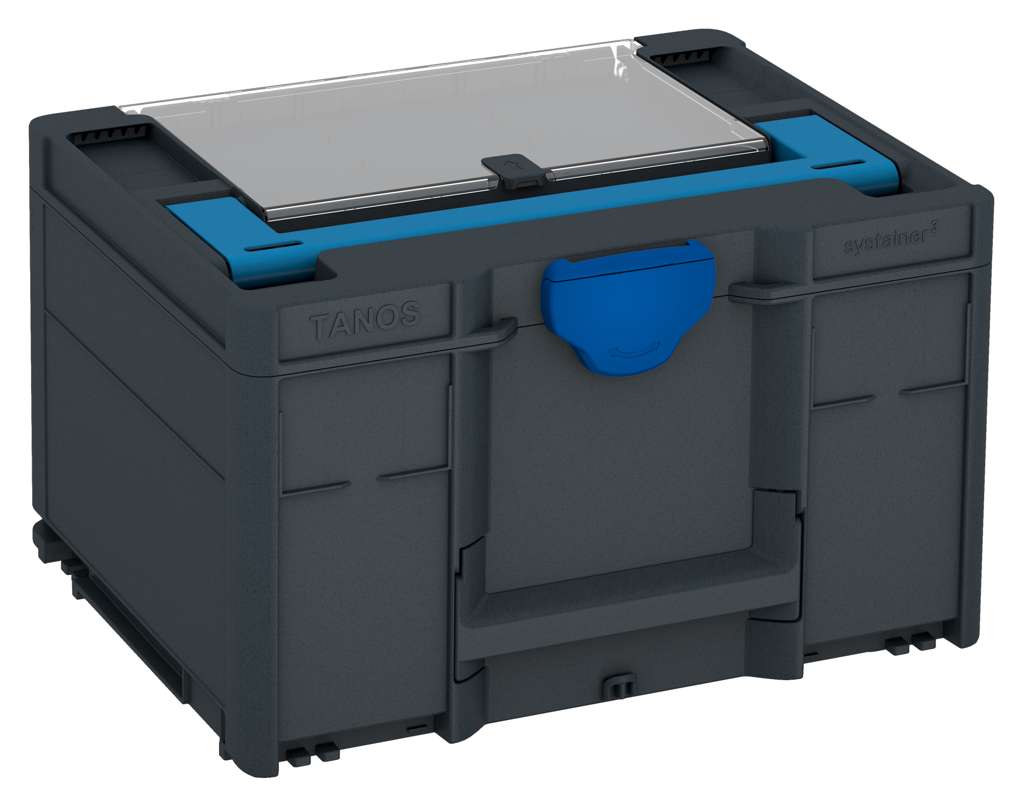 Systainer³ Lid Compartment M 237, Anthracite with Sky Blue lid handle and Signal Blue catches