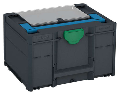 Systainer³ Lid Compartment M 237, Anthracite with Sky Blue lid handle and Signal Green catches