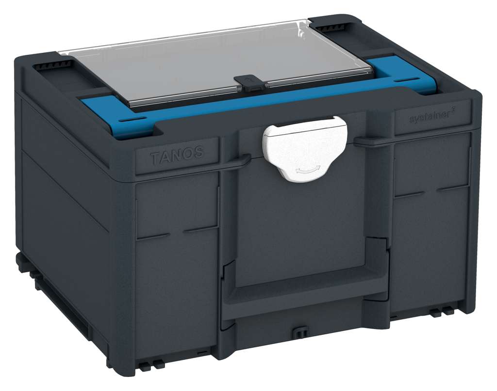 Systainer³ Lid Compartment M 237, Anthracite with Sky Blue lid handle and White catches