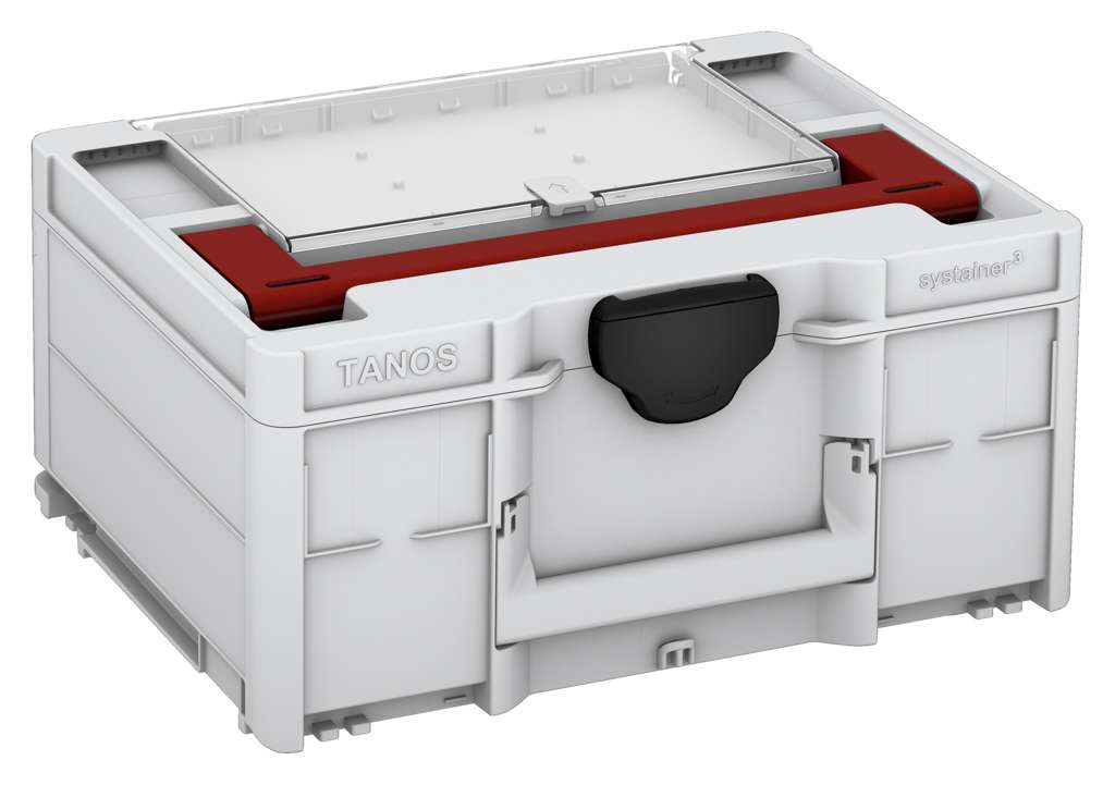 Systainer³ Lid Compartment M 187, Light Grey with Carmine Red lid handle and Black catches