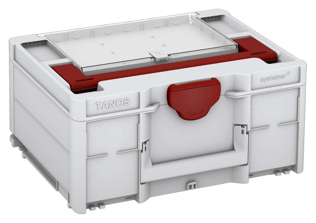 Systainer³ Lid Compartment M 187, Light Grey with Carmine Red lid handle and Carmine Red catches