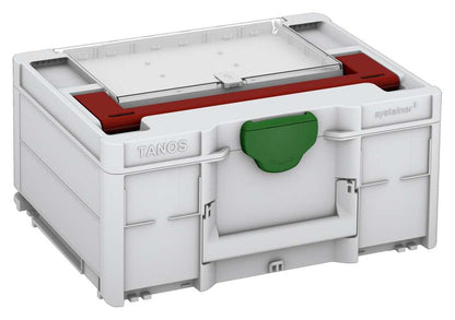 Systainer³ Lid Compartment M 187, Light Grey with Carmine Red lid handle and Emerald Green catches