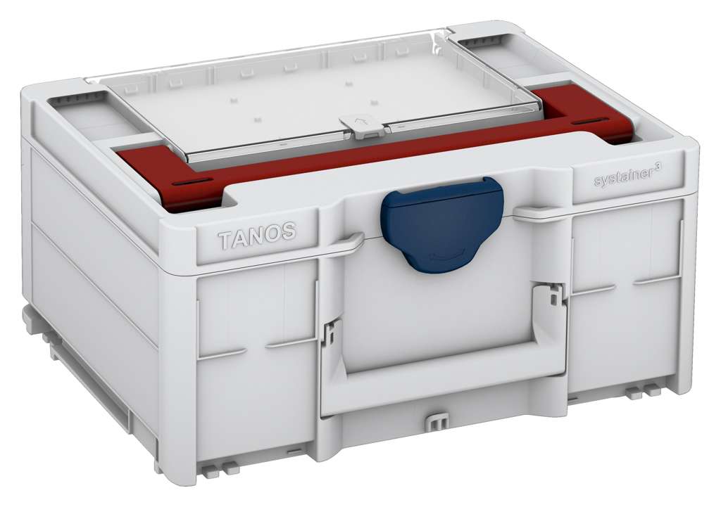 Systainer³ Lid Compartment M 187, Light Grey with Carmine Red lid handle and Sapphire Blue catches