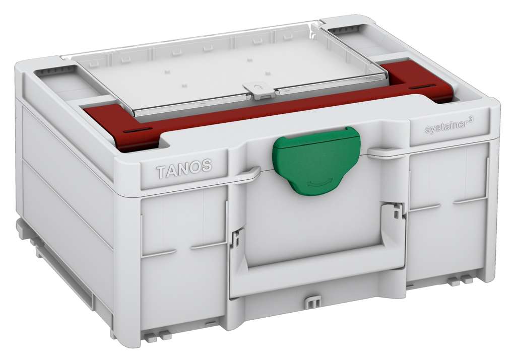 Systainer³ Lid Compartment M 187, Light Grey with Carmine Red lid handle and Signal Green catches