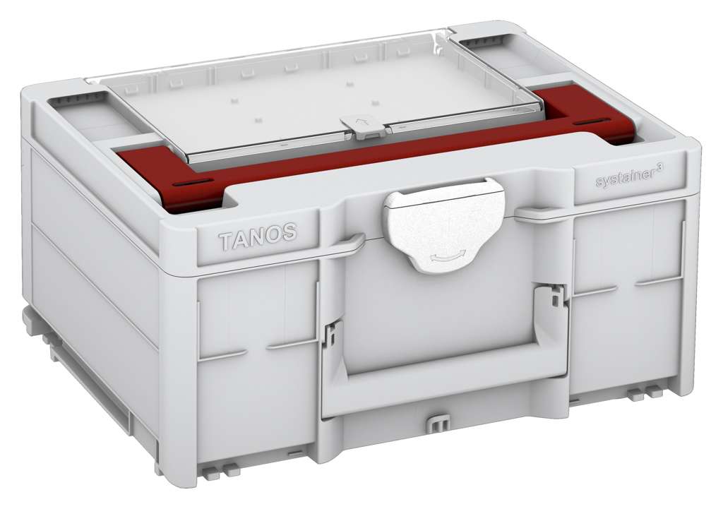 Systainer³ Lid Compartment M 187, Light Grey with Carmine Red lid handle and White catches