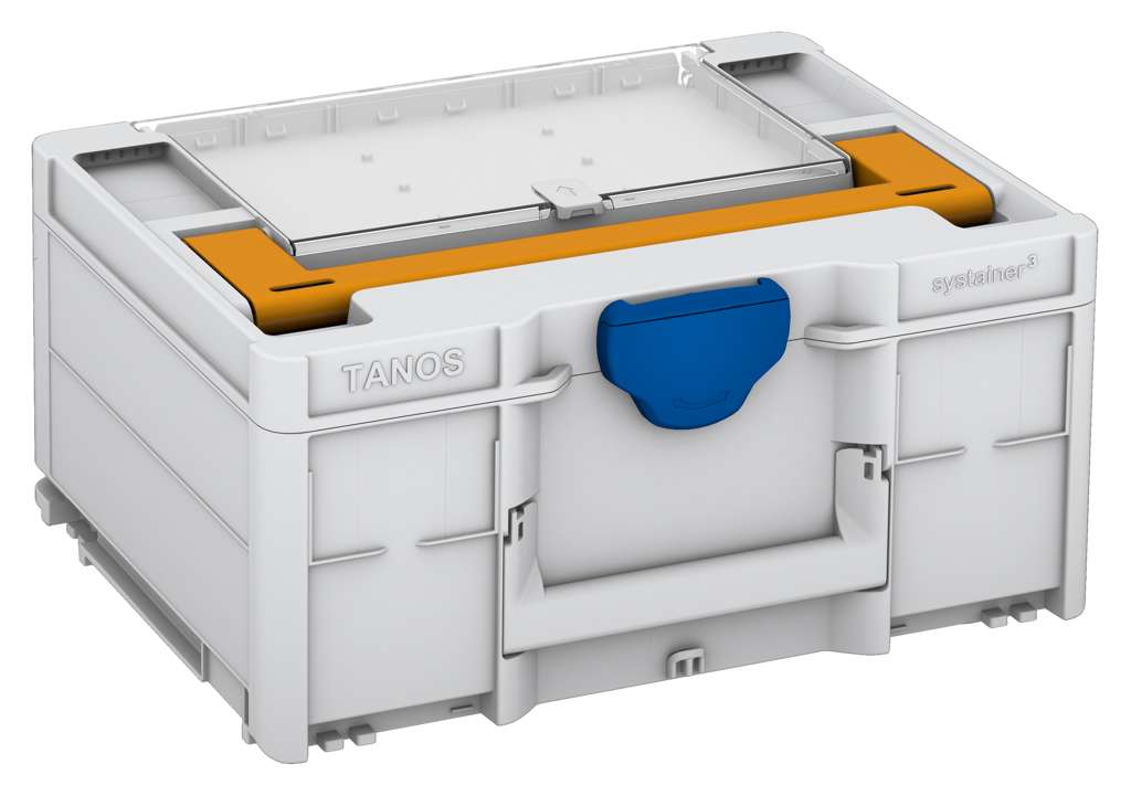 Systainer³ Lid Compartment M 187, Light Grey with Daffodil Yellow lid handle and Signal Blue catches