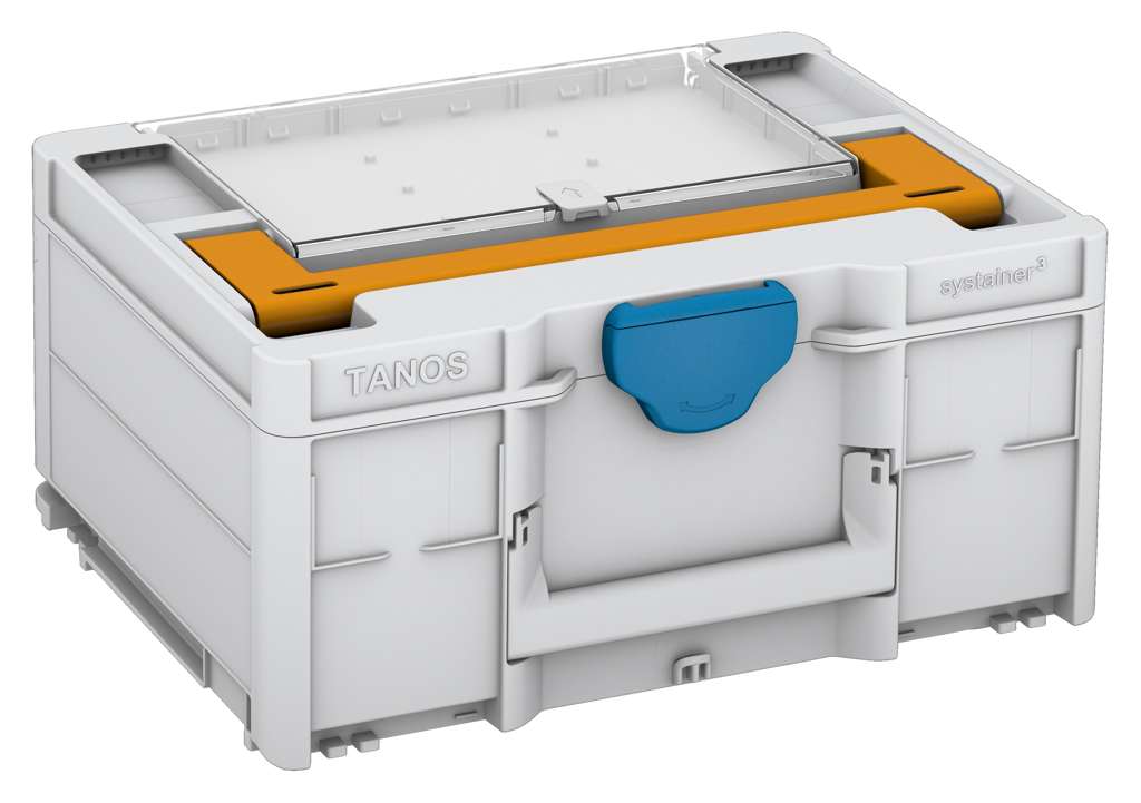 Systainer³ Lid Compartment M 187, Light Grey with Daffodil Yellow lid handle and Sky Blue catches