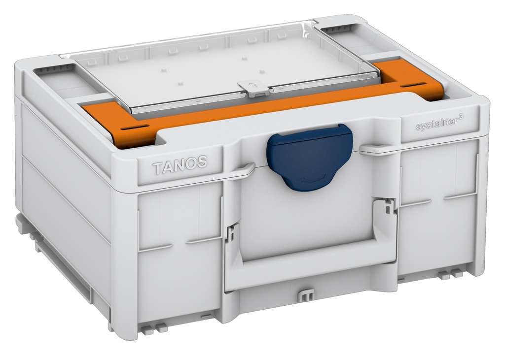 Systainer³ Lid Compartment M 187, Light Grey with Deep Orange lid handle and Sapphire Blue catches