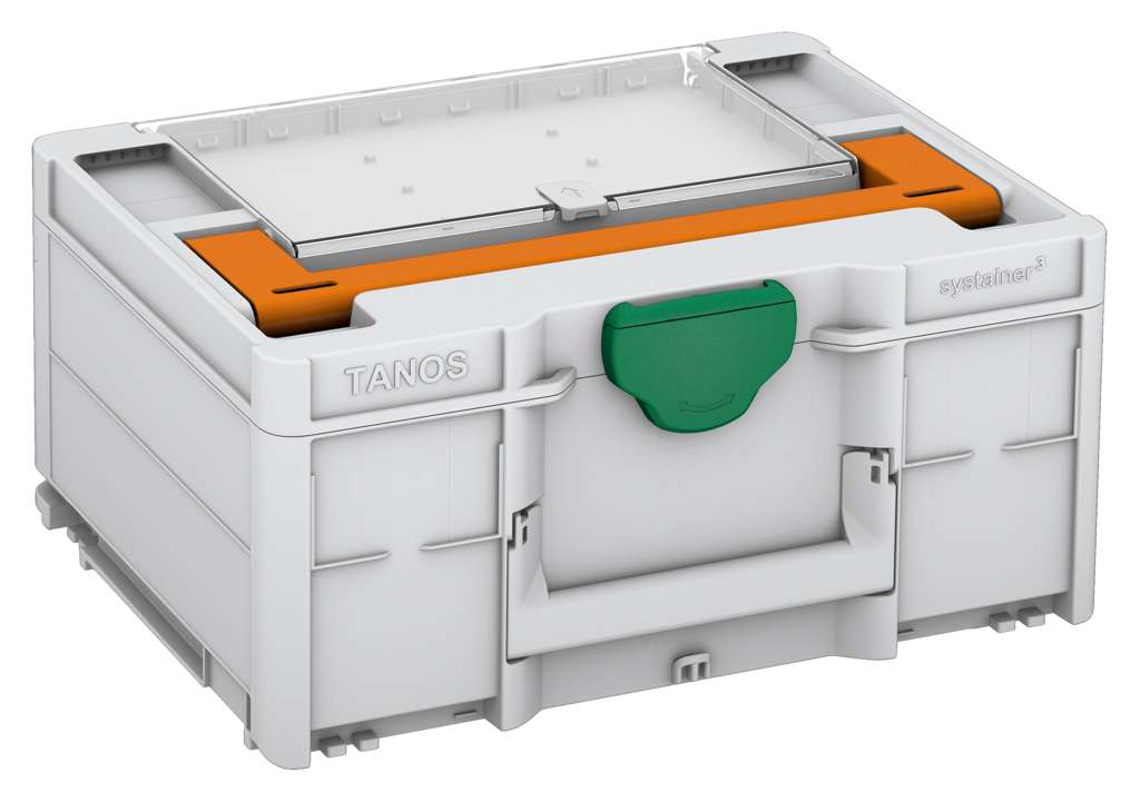 Systainer³ Lid Compartment M 187, Light Grey with Deep Orange lid handle and Signal Green catches