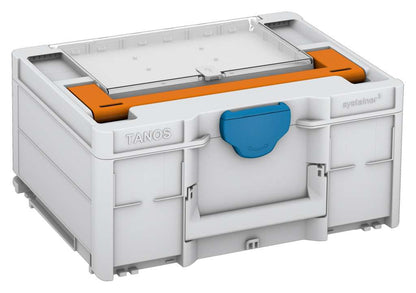 Systainer³ Lid Compartment M 187, Light Grey with Deep Orange lid handle and Sky Blue catches
