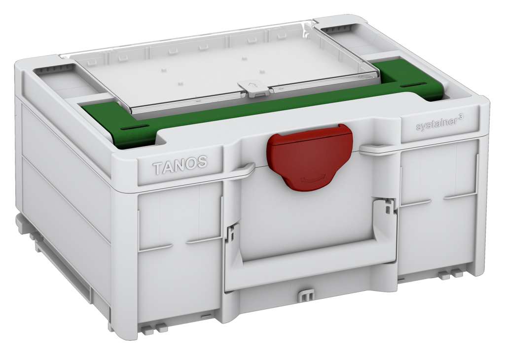 Systainer³ Lid Compartment M 187, Light Grey with Emerald Green lid handle and Carmine Red catches