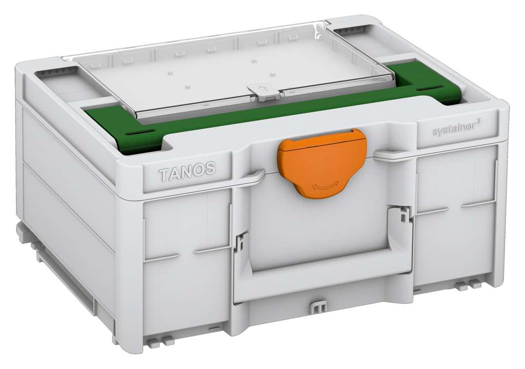Systainer³ Lid Compartment M 187, Light Grey with Emerald Green lid handle and Deep Orange catches