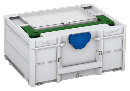 Systainer³ Lid Compartment M 187, Light Grey with Emerald Green lid handle and Signal Blue catches