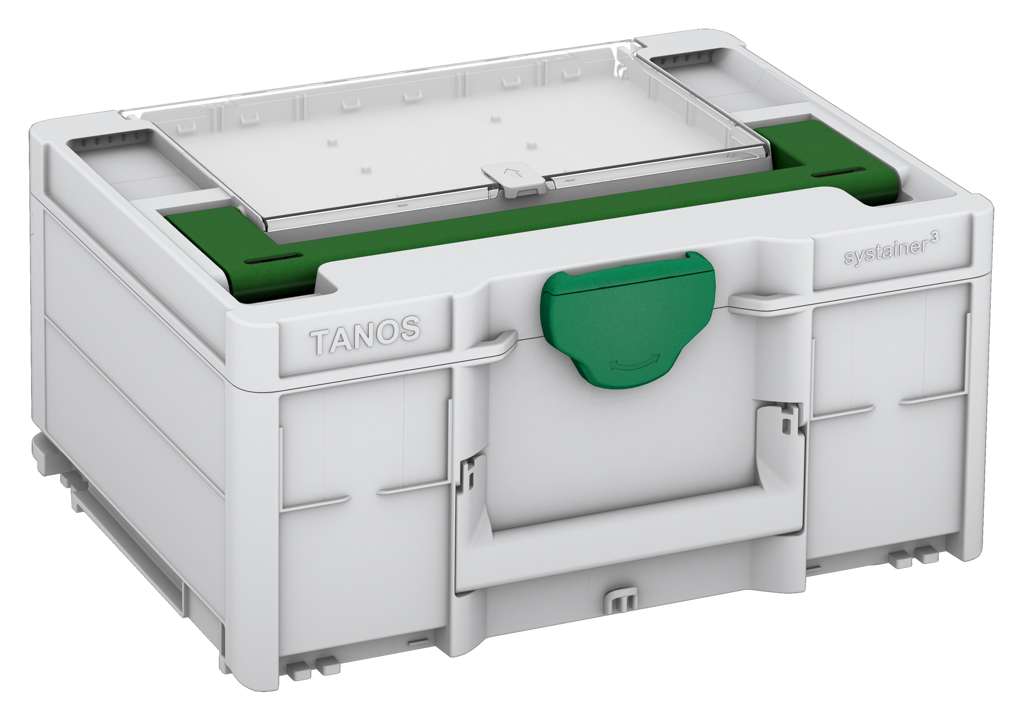 Systainer³ Lid Compartment M 187, Light Grey with Emerald Green lid handle and Signal Green catches