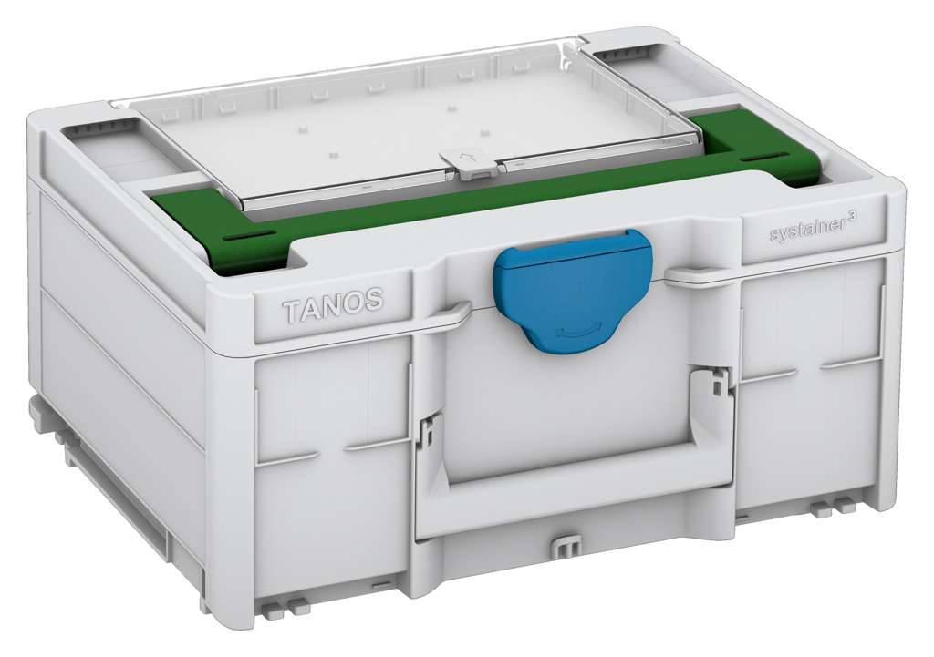 Systainer³ Lid Compartment M 187, Light Grey with Emerald Green lid handle and Sky Blue catches