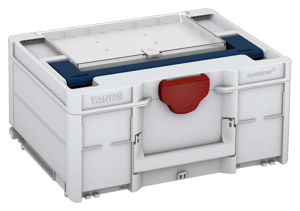 Systainer³ Lid Compartment M 187, Light Grey with Sapphire Blue lid handle and Carmine Red catches