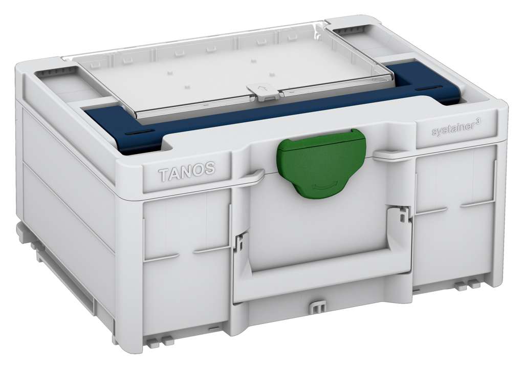 Systainer³ Lid Compartment M 187, Light Grey with Sapphire Blue lid handle and Emerald Green catches