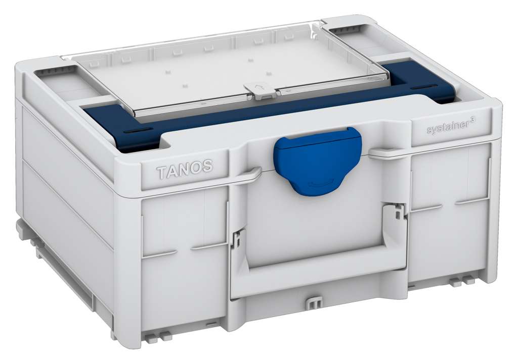 Systainer³ Lid Compartment M 187, Light Grey with Sapphire Blue lid handle and Signal Blue catches
