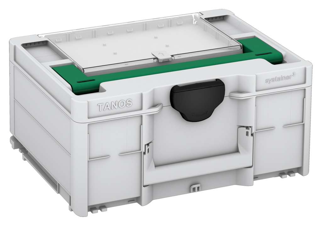 Systainer³ Lid Compartment M 187, Light Grey with Signal Green lid handle and Black catches