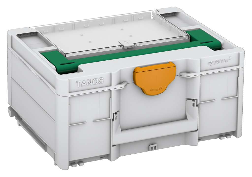 Systainer³ Lid Compartment M 187, Light Grey with Signal Green lid handle and Daffodil Yellow catches