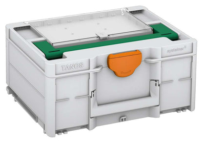 Systainer³ Lid Compartment M 187, Light Grey with Signal Green lid handle and Deep Orange catches