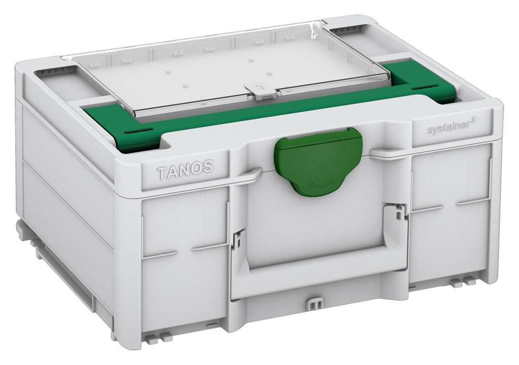 Systainer³ Lid Compartment M 187, Light Grey with Signal Green lid handle and Emerald Green catches