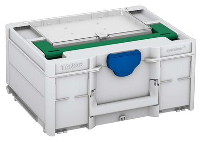 Systainer³ Lid Compartment M 187, Light Grey with Signal Green lid handle and Signal Blue catches