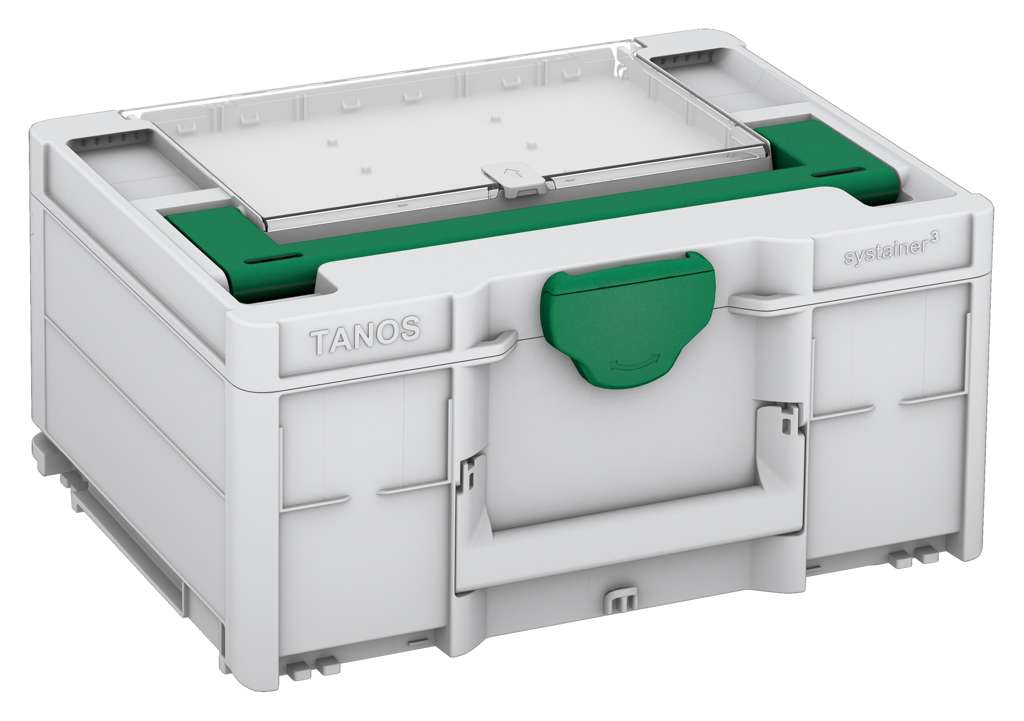 Systainer³ Lid Compartment M 187, Light Grey with Signal Green lid handle and Signal Green catches