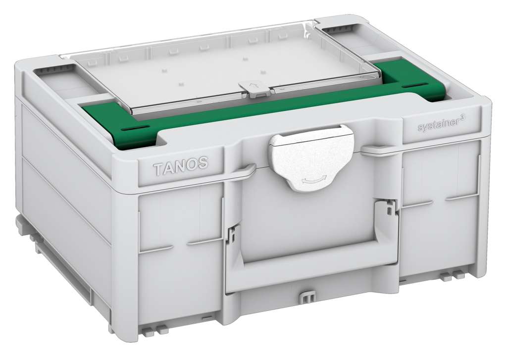 Systainer³ Lid Compartment M 187, Light Grey with Signal Green lid handle and White catches