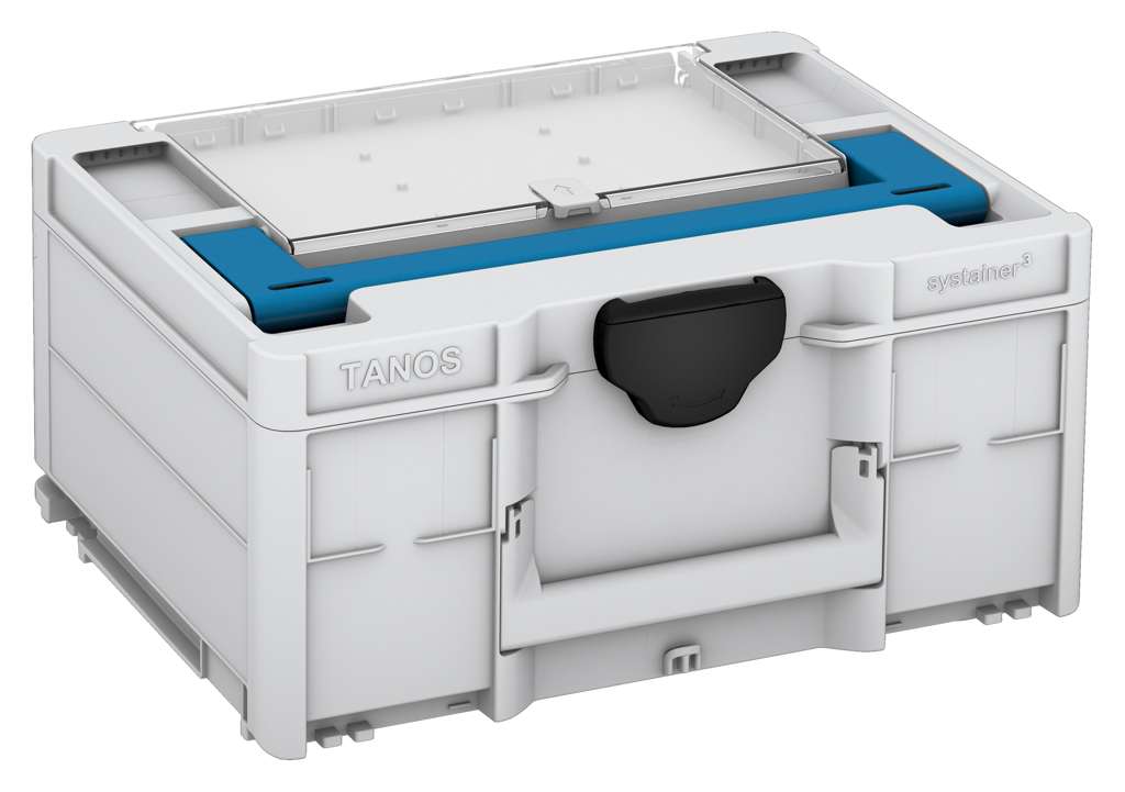 Systainer³ Lid Compartment M 187, Light Grey with Sky Blue lid handle and Black catches