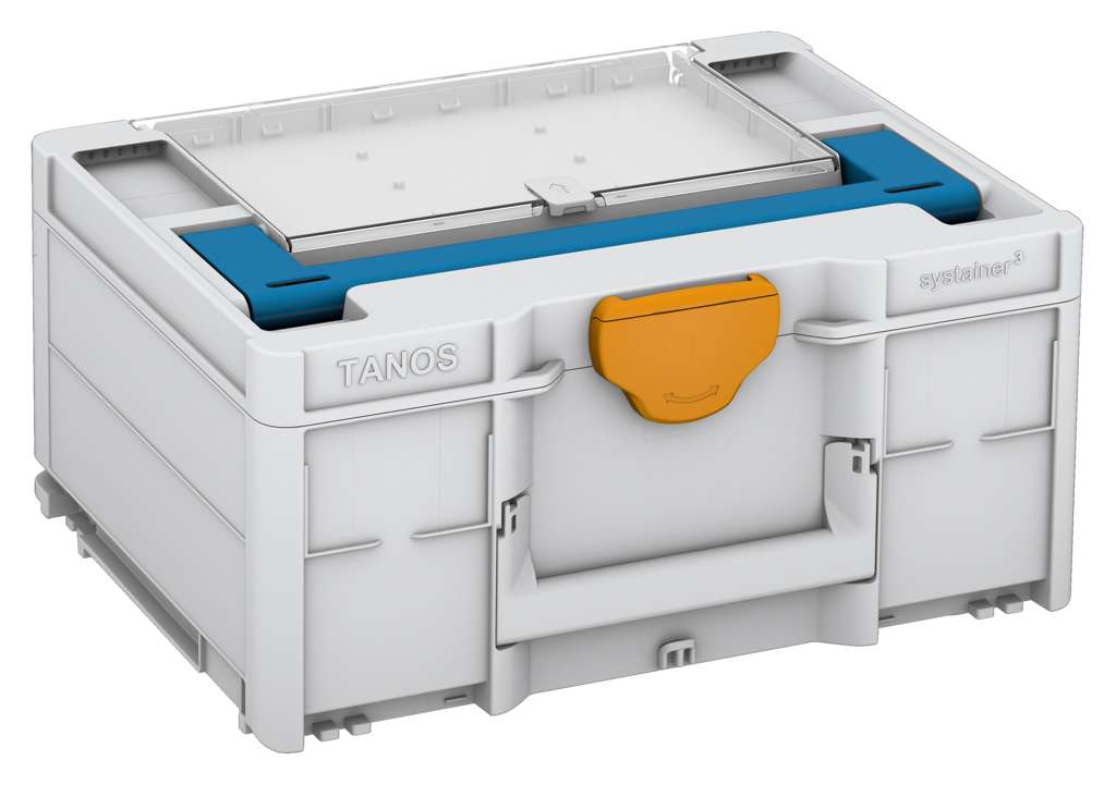 Systainer³ Lid Compartment M 187, Light Grey with Sky Blue lid handle and Daffodil Yellow catches