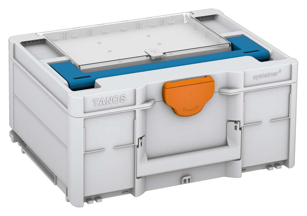 Systainer³ Lid Compartment M 187, Light Grey with Sky Blue lid handle and Deep Orange catches