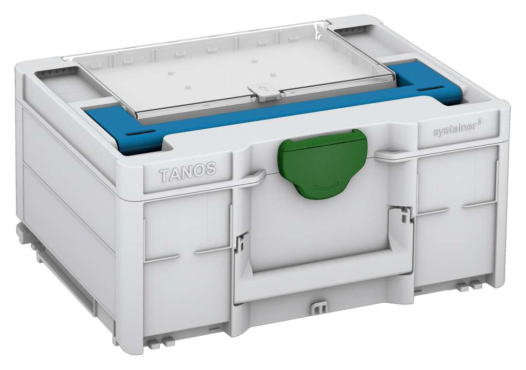 Systainer³ Lid Compartment M 187, Light Grey with Sky Blue lid handle and Emerald Green catches
