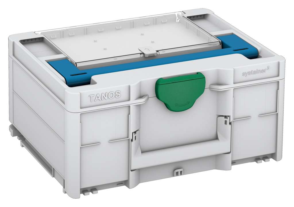 Systainer³ Lid Compartment M 187, Light Grey with Sky Blue lid handle and Signal Green catches