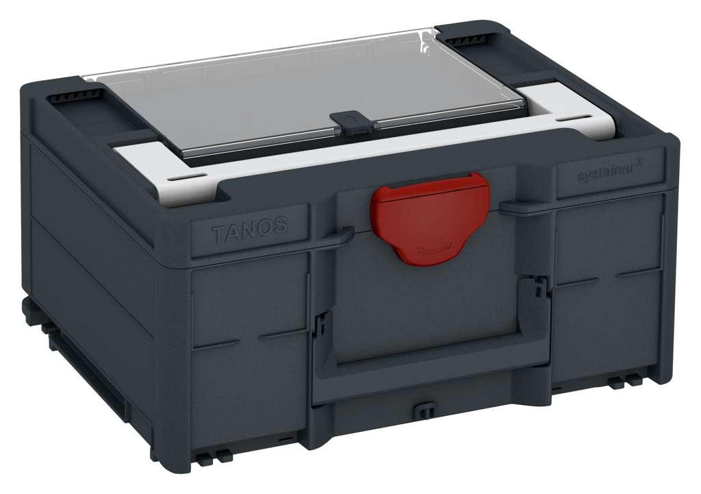 Systainer³ Lid Compartment M 187, Anthracite with Light Grey lid handle and Carmine Red catches