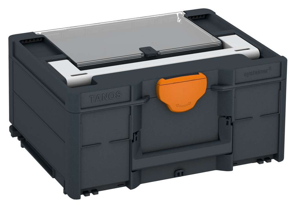 Systainer³ Lid Compartment M 187, Anthracite with Light Grey lid handle and Deep Orange catches