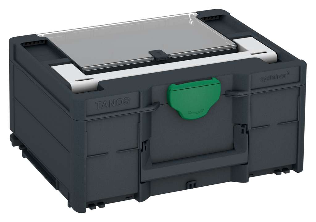 Systainer³ Lid Compartment M 187, Anthracite with Light Grey lid handle and Signal Green catches