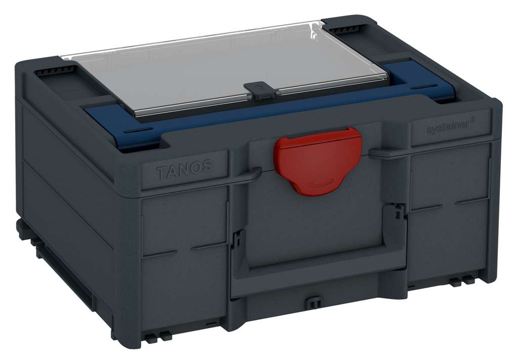Systainer³ Lid Compartment M 187, Anthracite with Sapphire Blue lid handle and Carmine Red catches