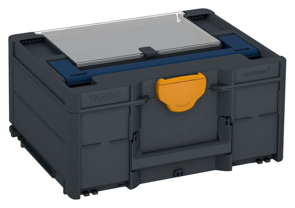 Systainer³ Lid Compartment M 187, Anthracite with Sapphire Blue lid handle and Daffodil Yellow catches