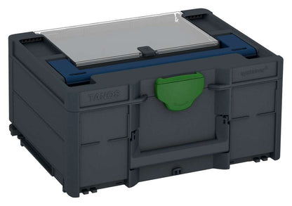 Systainer³ Lid Compartment M 187, Anthracite with Sapphire Blue lid handle and Emerald Green catches