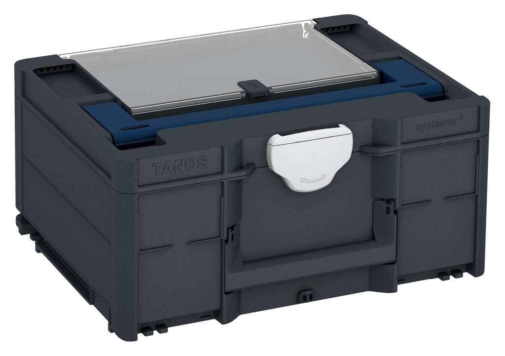 Systainer³ Lid Compartment M 187, Anthracite with Sapphire Blue lid handle and Light Grey catches