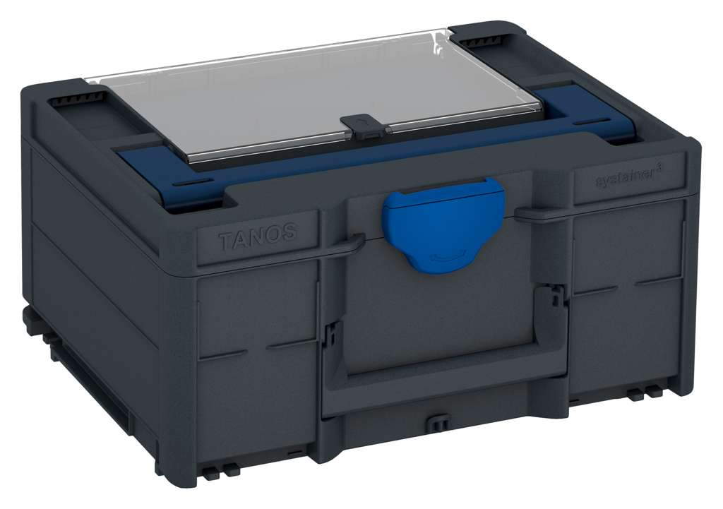Systainer³ Lid Compartment M 187, Anthracite with Sapphire Blue lid handle and Signal Blue catches