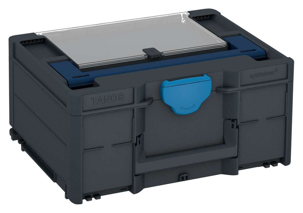 Systainer³ Lid Compartment M 187, Anthracite with Sapphire Blue lid handle and Sky Blue catches