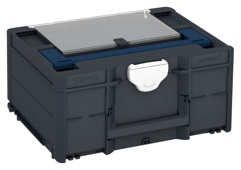 Systainer³ Lid Compartment M 187, Anthracite with Sapphire Blue lid handle and White catches
