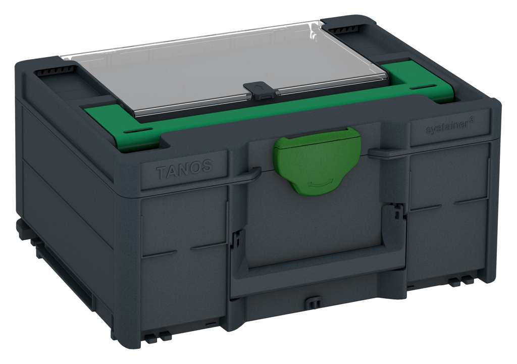 Systainer³ Lid Compartment M 187, Anthracite with Signal Green lid handle and Emerald Green catches
