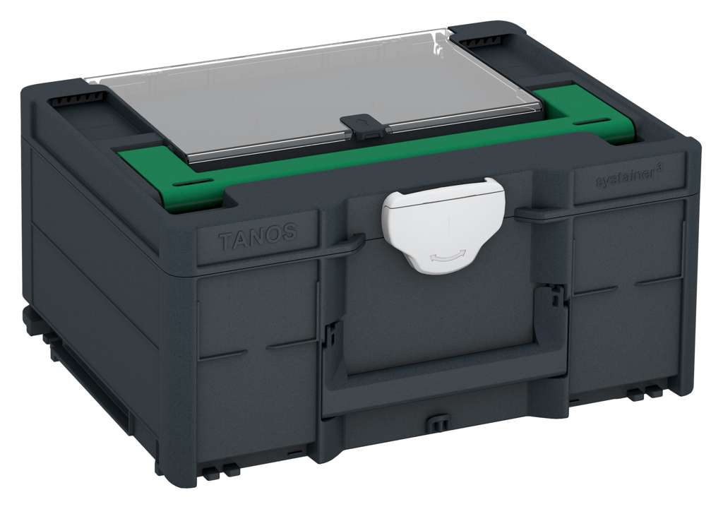 Systainer³ Lid Compartment M 187, Anthracite with Signal Green lid handle and Light Grey catches